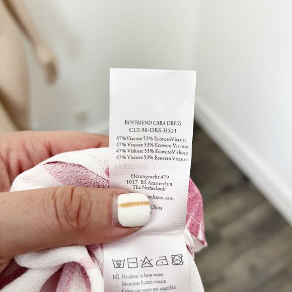 [Anthropologie] x Fabienne Chapot Pink Pretty Palms Boyfriend Cara Dress NWT 12 - Picture 10 of 11